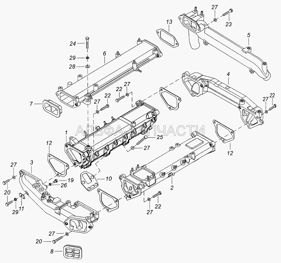 740.51-1115000 Установка системы впуска (7406.1115110-20 Тройник) 